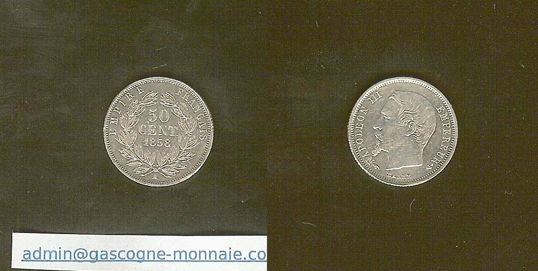 50 centimes Napoléon III 1858 A Paris SUP